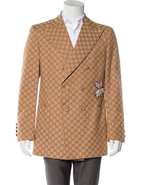 gucci lattice print silk blazer|GUCCI Double.